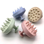 Wheat Straw Silicone Scalp Massage Shampoo Brush with Soft Silicone Bristles