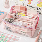 Pencil case KIDZORA CrystalBag | Transparent & Versatile | 10-pocket design | Large capacity for school & leisure