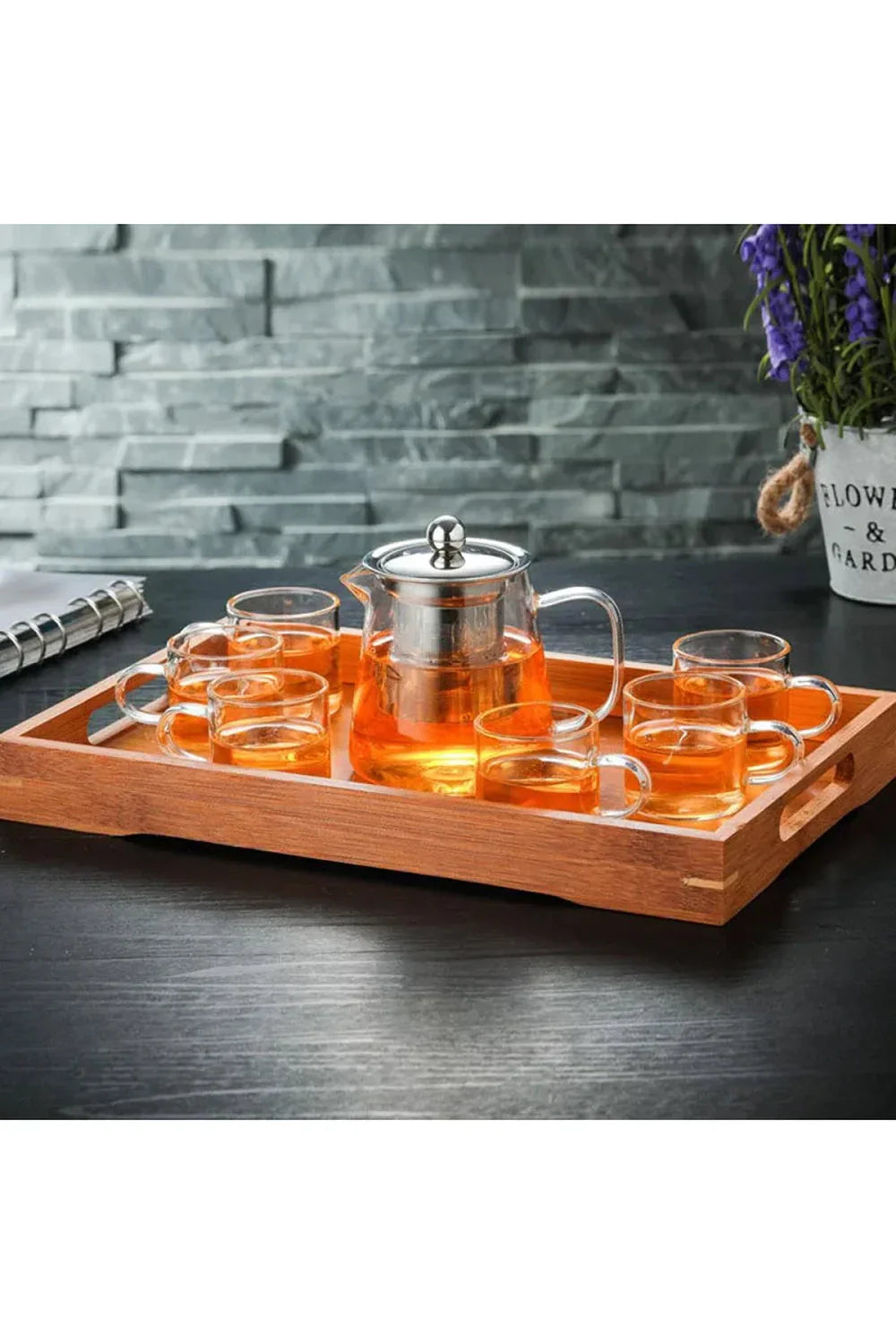 Stainless Steel Infuser Glass Teapot