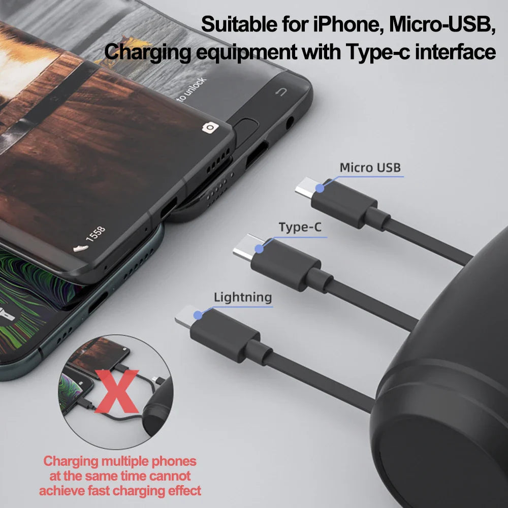 Retractable Car Backseat Fast Charging Adapter