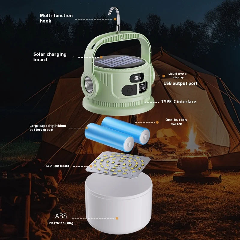 Luminatra Solar LED Camping Lamp | Rechargeable & Waterproof | 6 Light Modes | For Outdoor, Emergencies & Travel