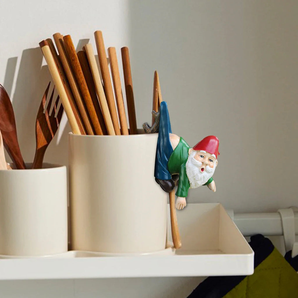 Funny Gnome Flower Pot Hanger made of Resin with Pants on a Branch