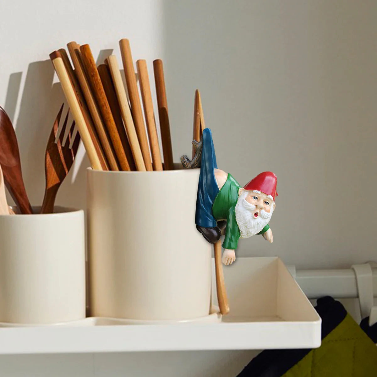 Funny Gnome Flower Pot Hanger made of Resin with Pants on a Branch
