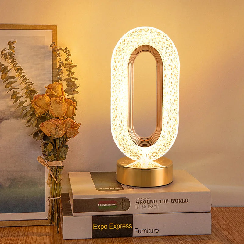 Crystal LED Table Lamp with 800 mAh Rechargeable Battery, Touch and Remote Controls