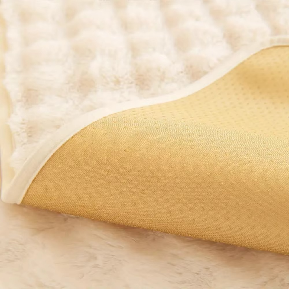 Plush Bubble-Textured Faux Rabbit Fur Sofa Slipcover - Non-Slip Couch Cushion Cover for Living Room