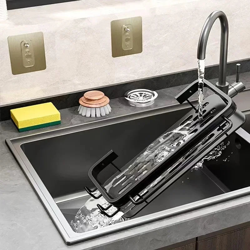 Aluminum Kitchen Shelf | Self-Emptying Sink Shelf – No Drilling Required