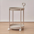 2-Layer Side Table on Wheels with Handle