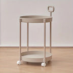 2-Layer Side Table on Wheels with Handle