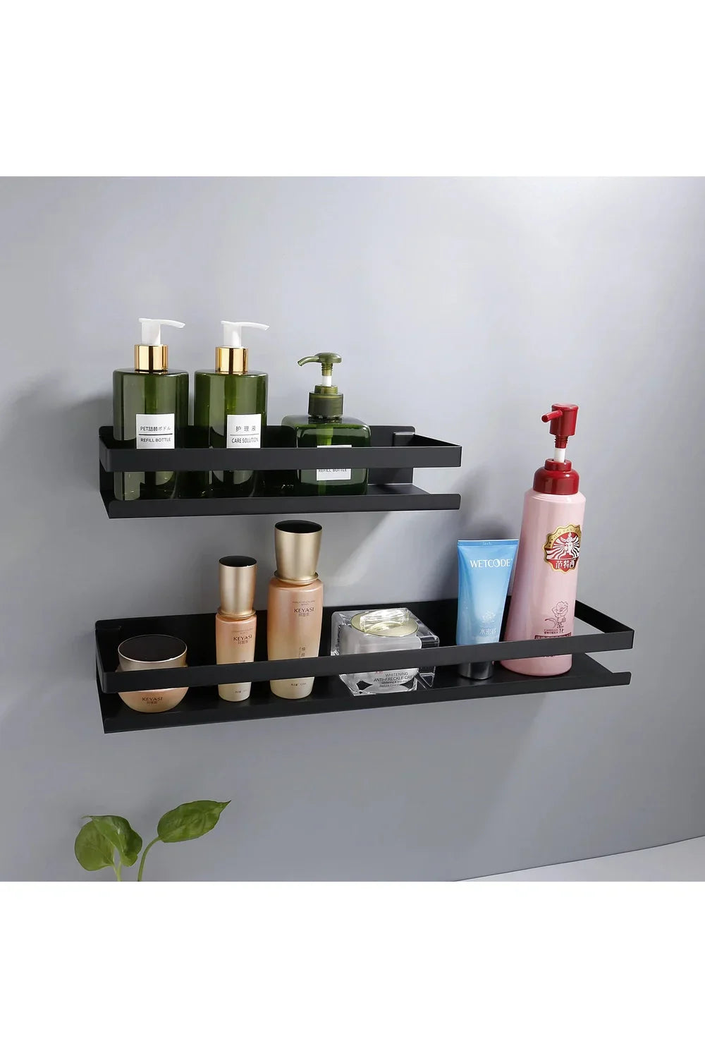 Modern black floating shelves