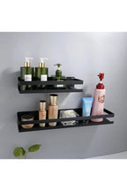 Modern black floating shelves