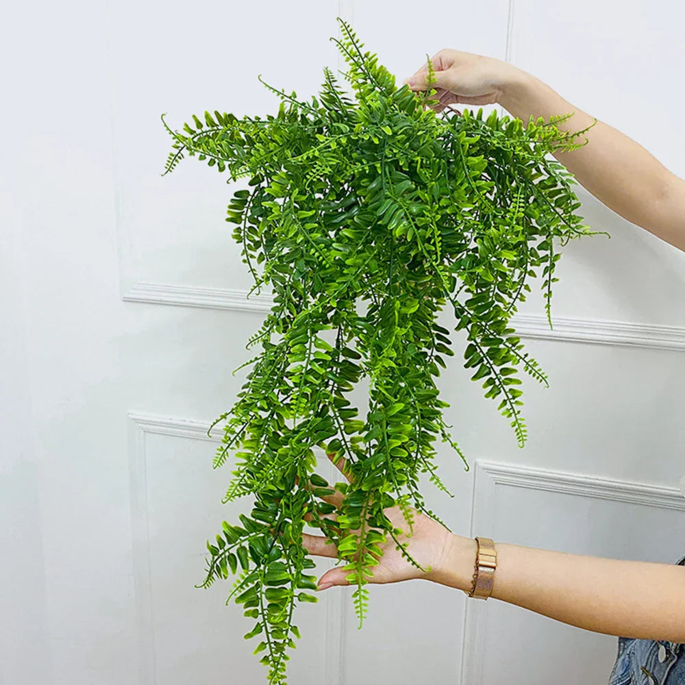 Evergriva Hanging Plant Artificial | 90 cm Boston Fern Look | Easy Care & UV Resistant | For Indoor & Outdoor