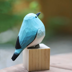 Handcrafted Mountain Blue Robin Wood Sculpture