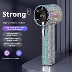 Diamond-Embellished Portable Fan with 199 Speed Settings and Type-C Recharge