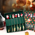 GoldParty Christmas Cutlery Set – Luxury Gold Spoon and Fork with Santa Claus Design