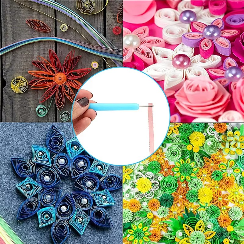 Quilling Paper Tool Set with Slotted Pen, Tweezers, Needle Pins, and Craft Accessories – 7, 6, or 12 Piece Kit