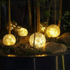 LED garden lights in crackle glass look – solar ball lamps for outdoor use and decoration
