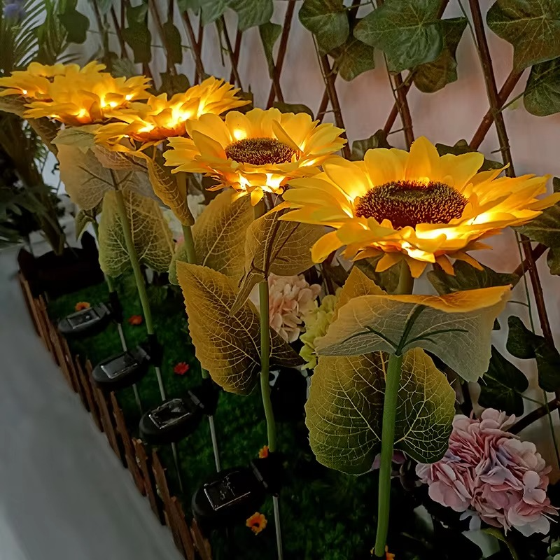 Solar-Powered LED Sunflower Lights for Gardens and Yards