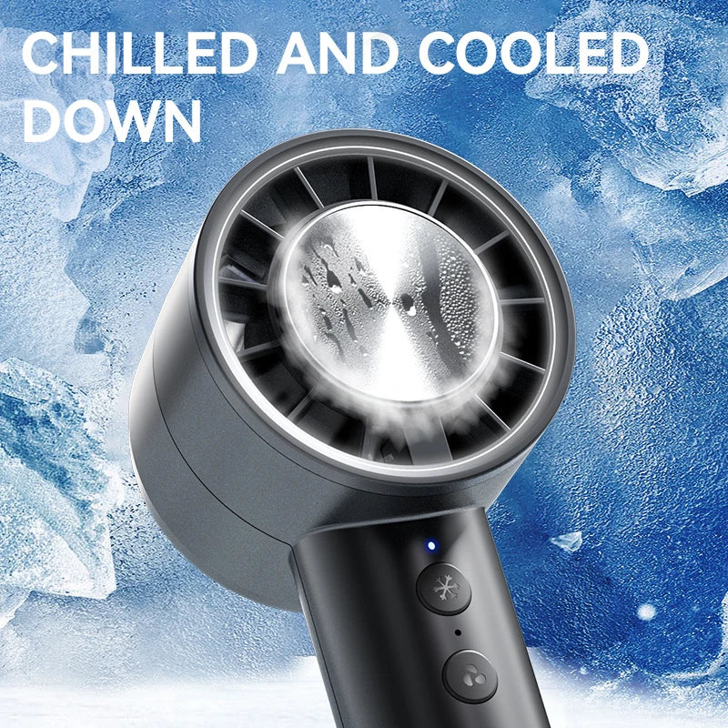 Brisano AirCool Mini Hand Fan with Cooling Function | 5 Speeds | LED Display & USB Charging | Quiet & Portable | For Travel, Office & Outdoor