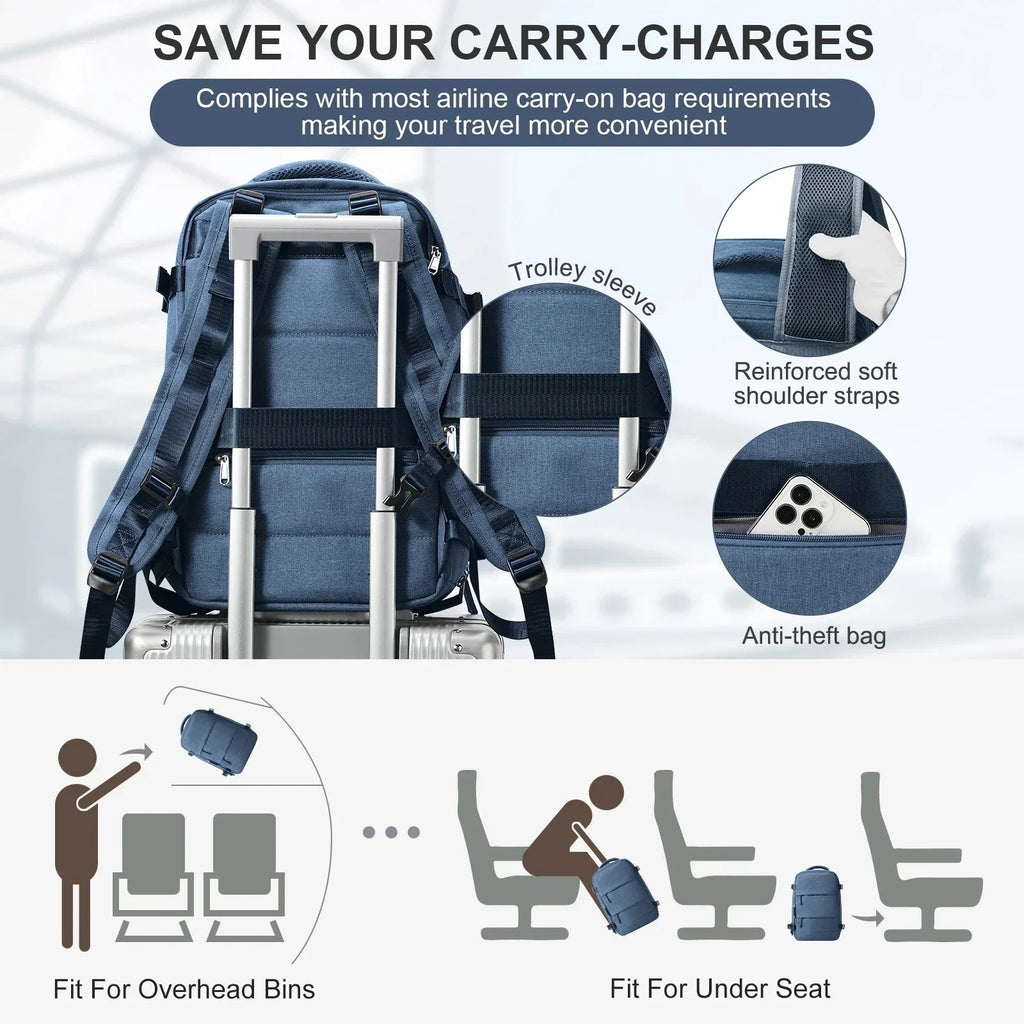 Trekvora Travel Backpack | Waterproof & Versatile | Laptop Compartment 15.6" | Wet-Dry Separation
