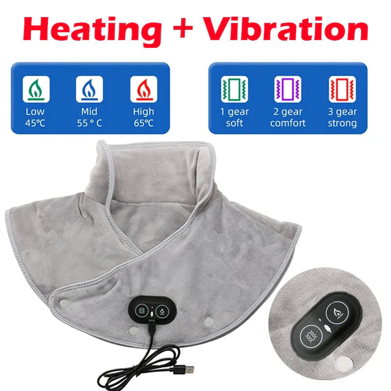 Warm Neck and Shoulder Massager USB Heating Cushion with Vibration