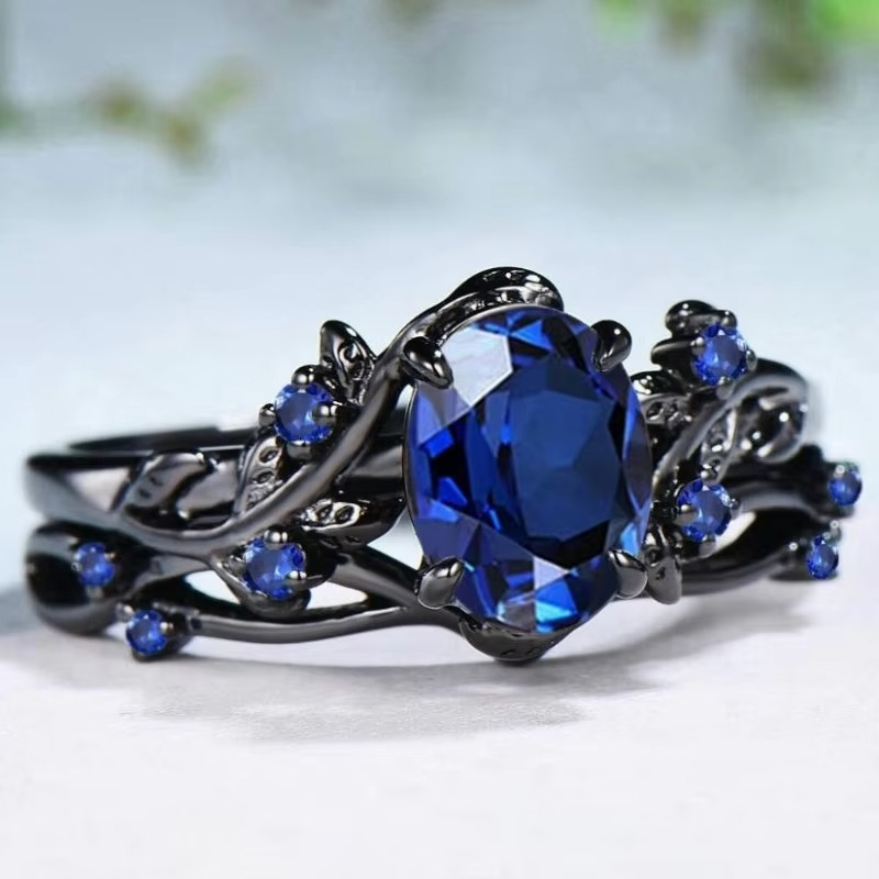 Sapphire Leaf Branch Statement Ring for Women