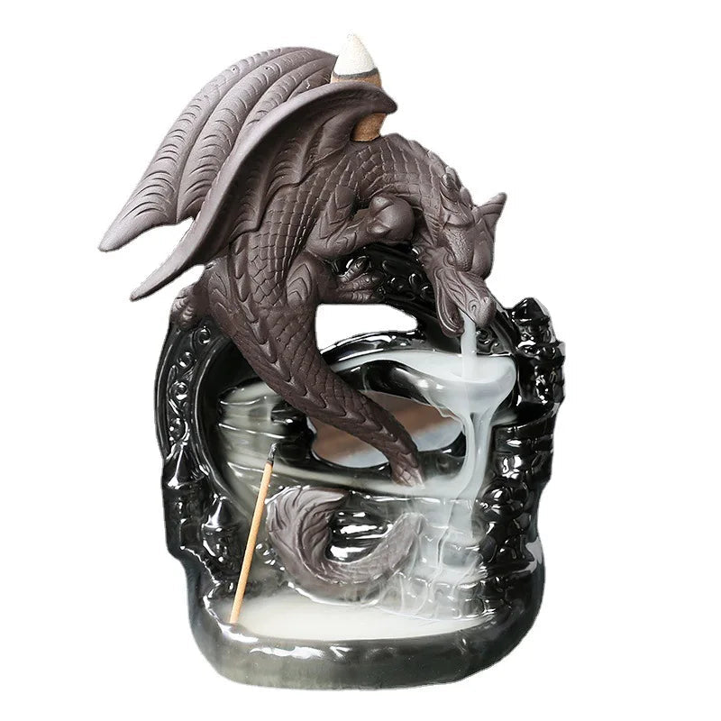 Dracarys Ceramic Incense Holder | Backflow Design with Dragon | Vintage Decor | For Meditation & Aromatherapy