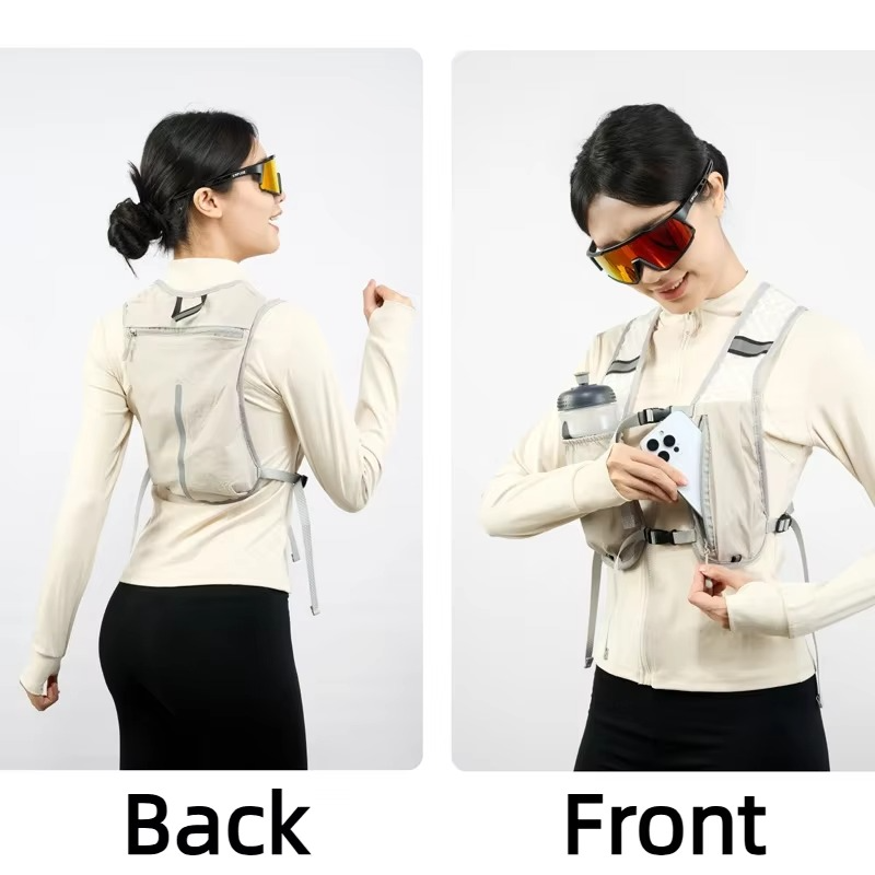 Running Hydration Vest With Reflective Strips And Breathable Mesh Design