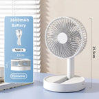 USB Table Fan Breezio | Foldable & Portable | 4 Speeds & Timer | Battery Powered for Indoor & Outdoor