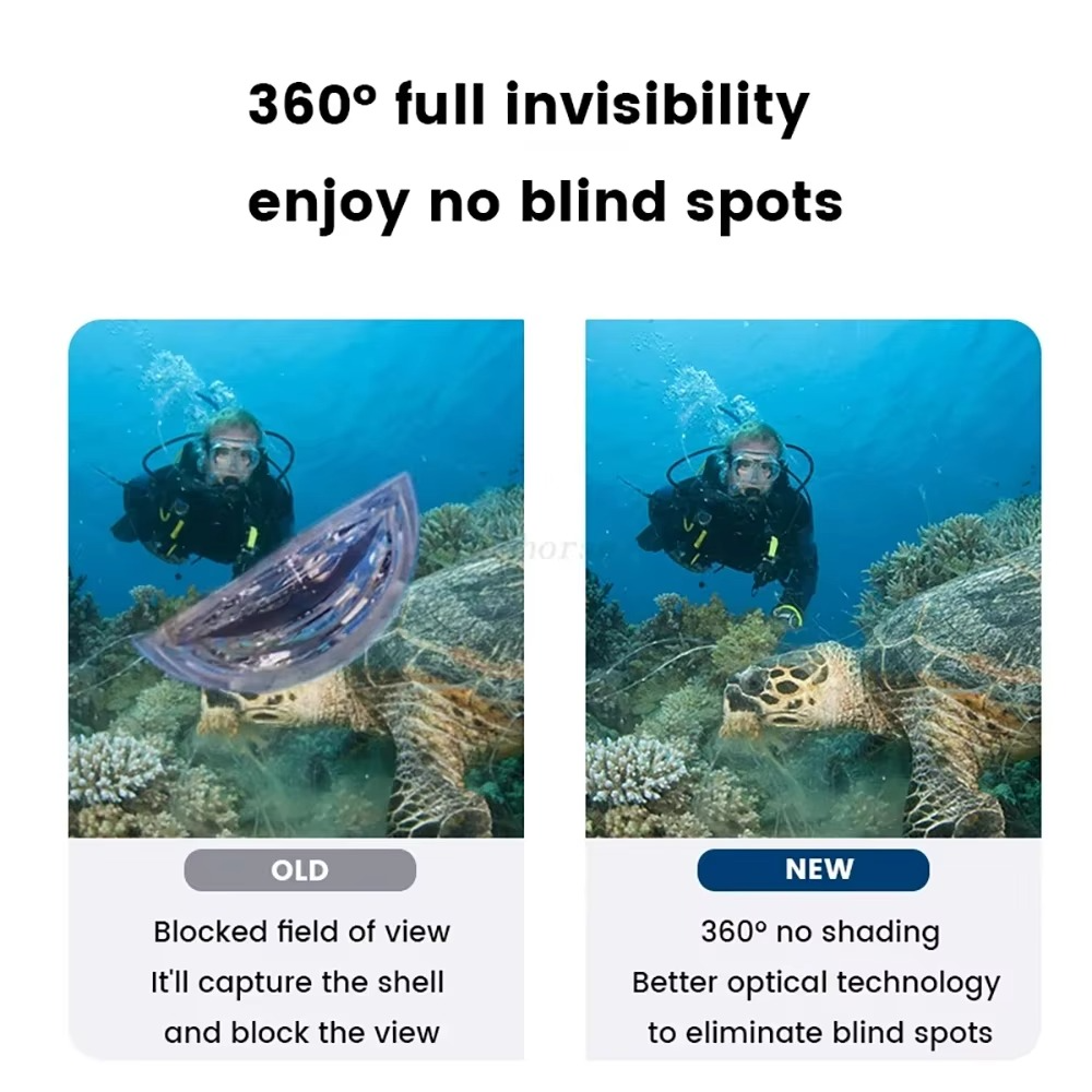 Invisible Waterproof Dive Case for Insta360 X3 - 164 ft Underwater Housing Shell