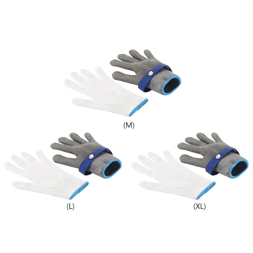 Stainless steel cut-resistant gloves - Anti-cut, wire metal weave hand protection for slaughtering, gardening and labor safety