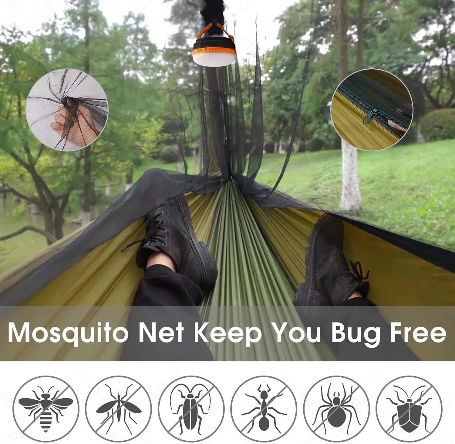 Trek Viva Camping Hammock | Integrated Mosquito Net & Rain Cover | Ultralight & Tear Resistant | 3-in-1 Outdoor Solution