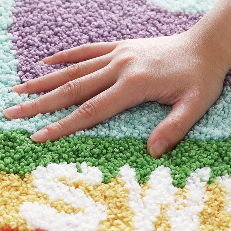 Heart-Shaped Rainbow Tufted Mat