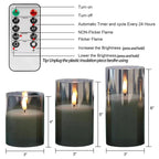 Lumièrea | LED Candle Set with Glass | Flickering & Remote Control | Timer | Wedding & Christmas