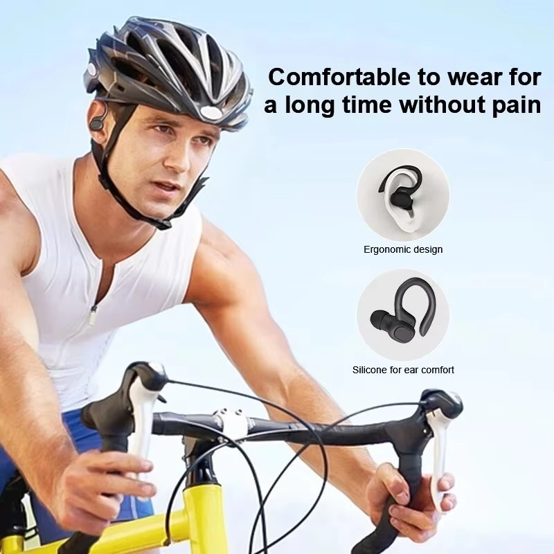 SP16 True Wireless Earbuds with Ear Hooks, Waterproof Sports Headphones with Mic and HiFi Stereo Sound