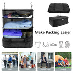 Packelier Suitcase Organizer | Hanging Shelf for Travel | 3 Compartments | Foldable & Water-Resistant | Black