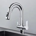 Matte Black Filter Faucet for the Kitchen, Pull-Out Spray, 360° Rotation, Three-Way Water Filter Tap, Sink Mixer