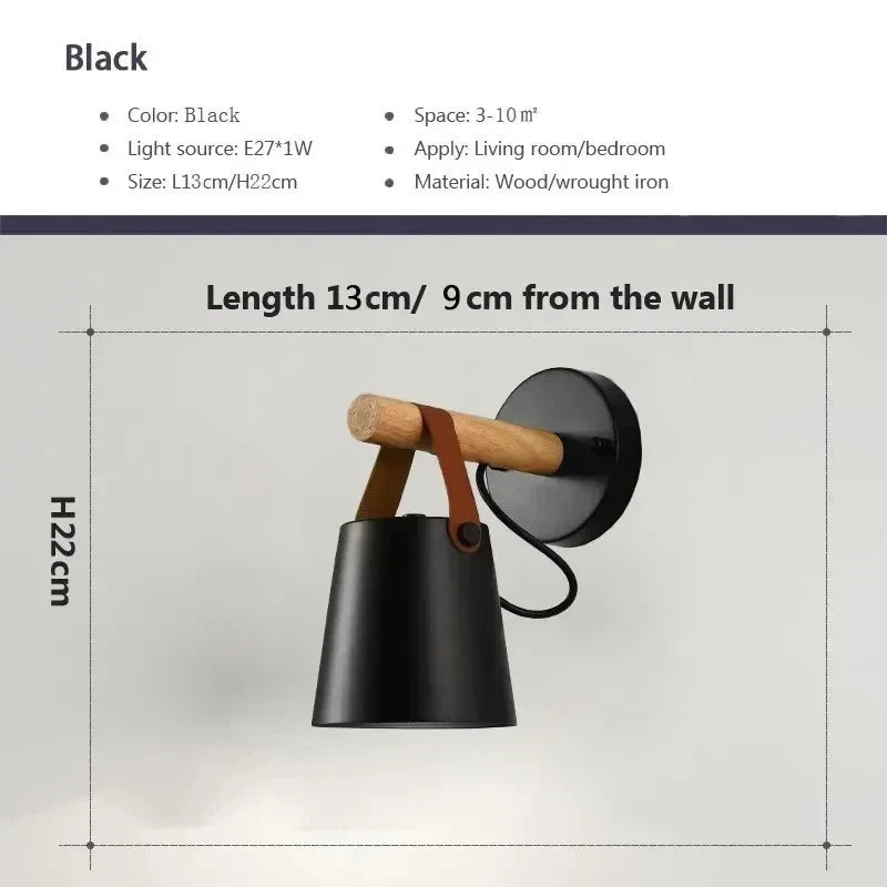 NordicGlow Light - Wooden LED Wall Lamp with Leather Accents