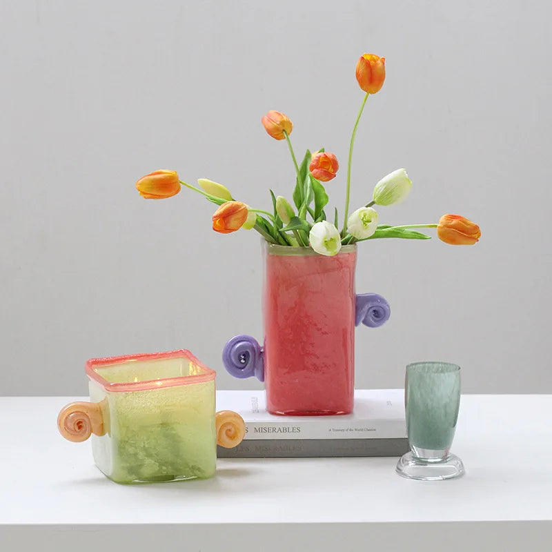Glass Vase with Binaural Handle