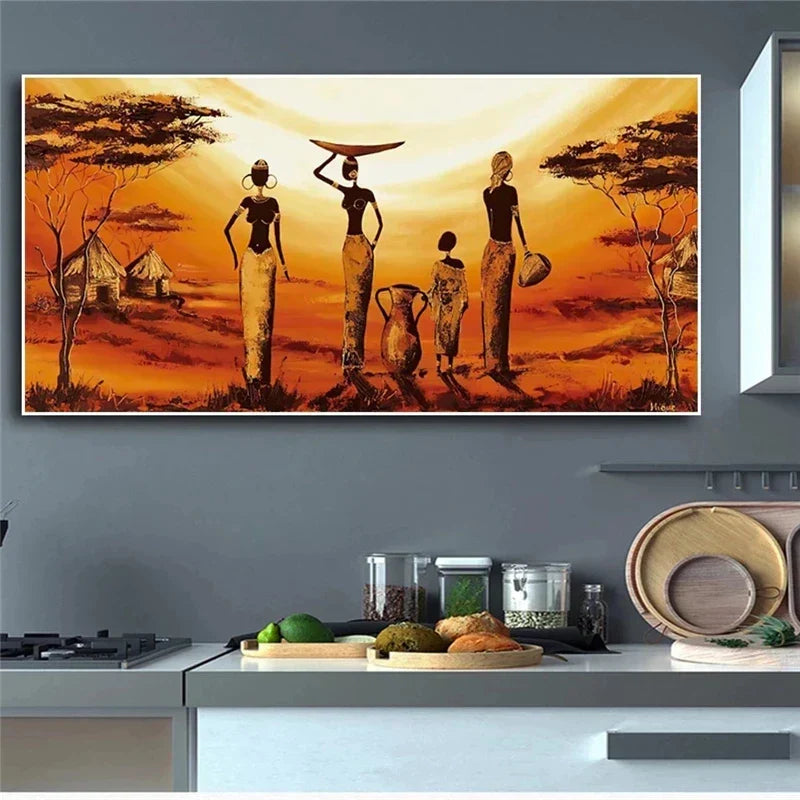 Plus Sizes Abstract African Woman Canvas Painting