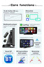 Universal 10.26-Inch (26.06cm) Car Multimedia Player with Wireless CarPlay and Android Auto