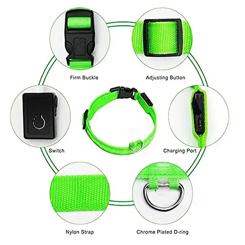 LUXPETS GlowSafe LED Dog Collar | Illuminated & Rechargeable | Adjustable & Waterproof | Anti-Loss at Night