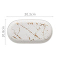 Nordic Ins Ceramic Marble Oval Tray Jewelry Storage Tray Accessories Soap Holder Golden Wave Bathroom Cup Bath Decoration