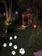 Solar lamp in paw print design – LED garden lighting in multicolor for outdoor use