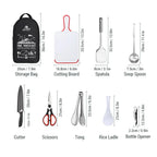 Nomadiq Cooking Set | 9-piece | Stainless Steel Outdoor Kitchen Accessories | With Carrying Bag