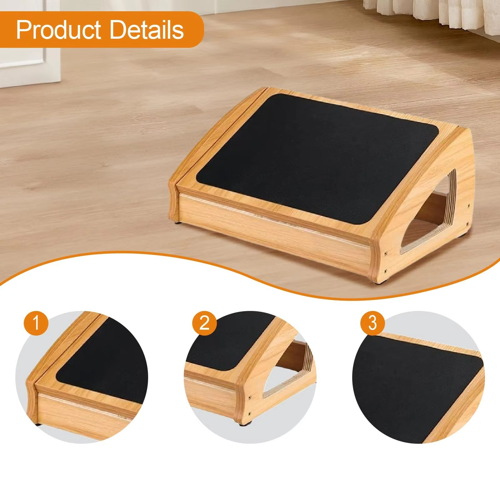 Wooden Under-Desk Footrest – Ergonomic Leg Support for Home & Office