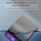 5 kg/0.1 g and 10 kg/1 g digital electronic kitchen scale, LCD display, fully waterproof stainless steel weighing tool for baking