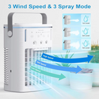 Compact 3-Speed Air Cooler with Remote, Timer, Night Light, and Mist Modes