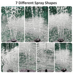 AquaLume Solar Spring | 3W Solar Fountain with LED Color Play | Up to 60 cm Fountain Height | 7 Nozzle Attachments