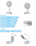 USB Table Fan Breezio | Foldable & Portable | 4 Speeds & Timer | Battery Powered for Indoor & Outdoor