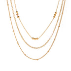 18k Dainty Triple Satellite Necklace Stack